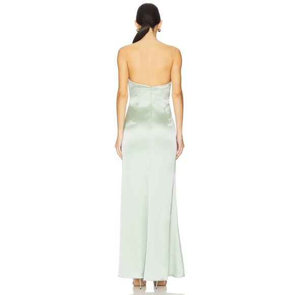 Katie May Taylor Strapless Gown Satin Party Formal Wedding Gala Prom Green Sz S - Picture 3 of 16